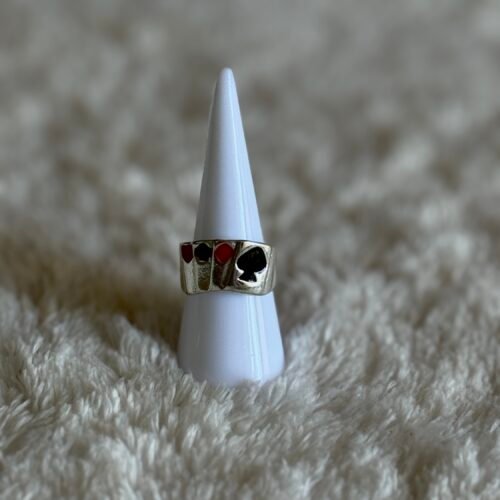 black and red cards ring