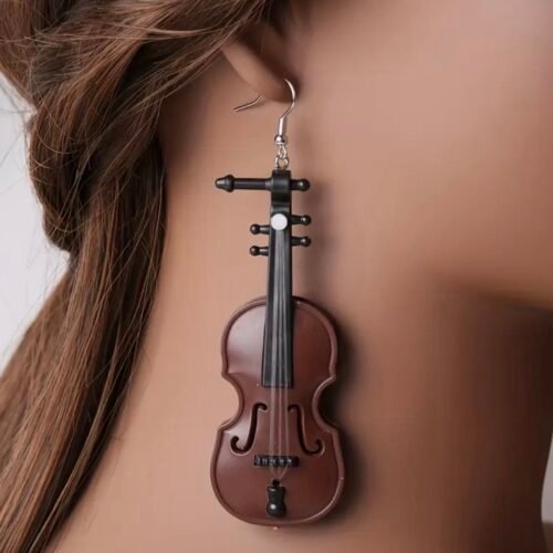 vintage style violin earrings
