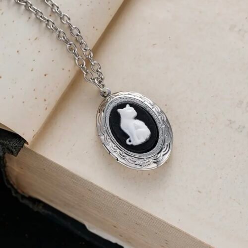 Cat locket necklace