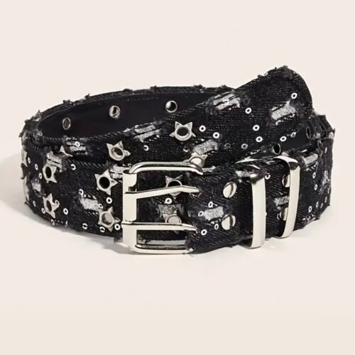 punk double row stars black belt