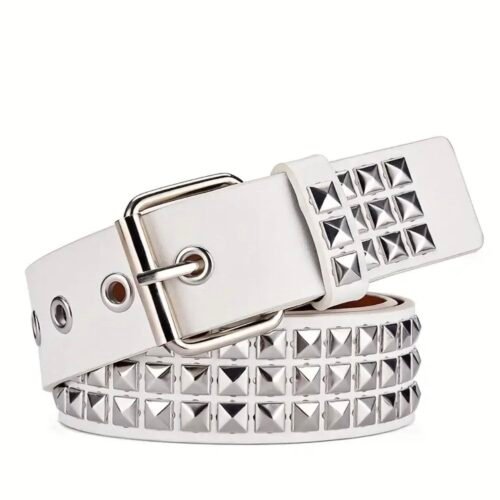 studded white belt