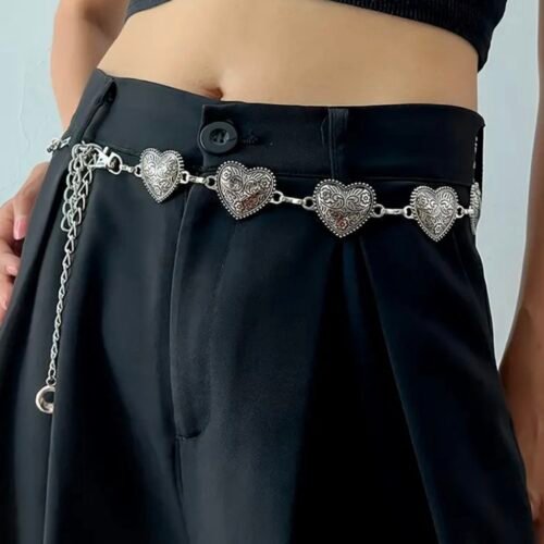 silver heart waist chain