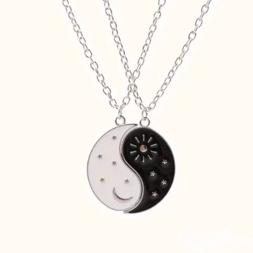2 sun and moon yin yang necklaces