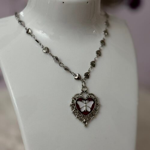 red heart butterfly necklace