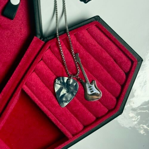 silver guitar necklace