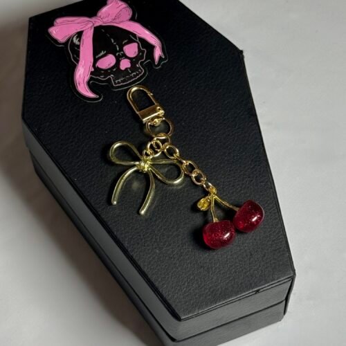 burgundy cherry bag charm