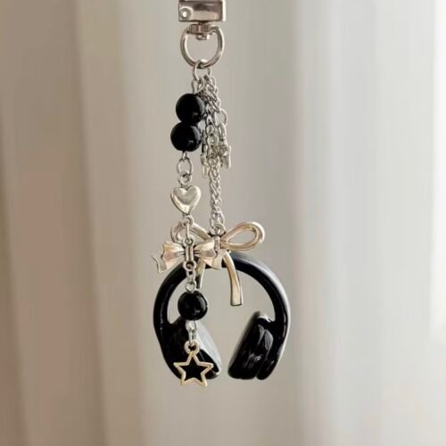 black headphone keychain