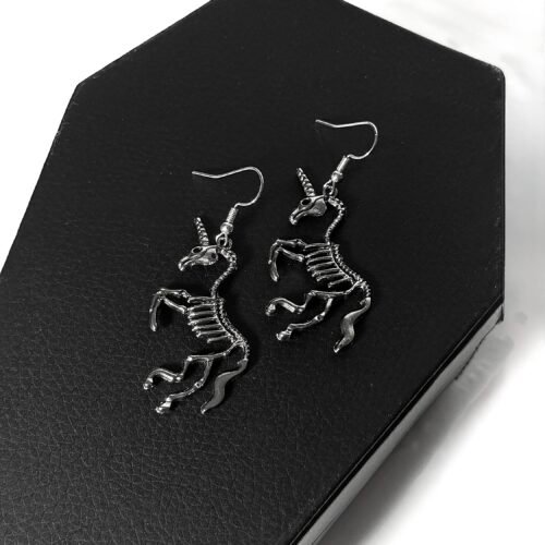 skeleton unicorn earrings