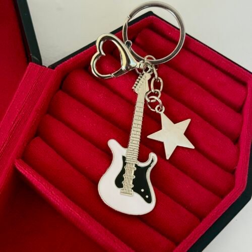 white guitar keychain
